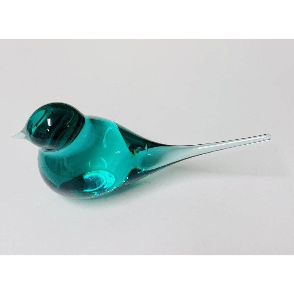 Vintage Zelezny Brod Sklo ZBS - Green Hand Blown Glass Bird